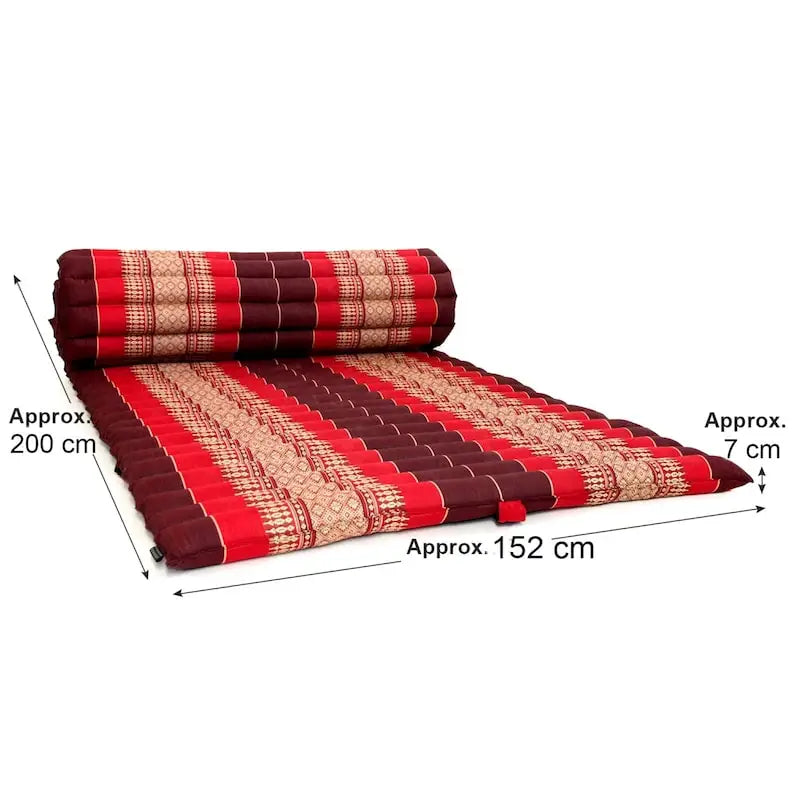 BLUE Roll Out Mattress Foldout Mat LARGE relaxation day bed camping or Yoga Matt Natural Kapok Filled_ 150 x 200 cm