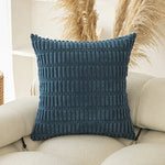 Blue Set of 2 Corduroy Style Throw Pillow Covers - Machine Washable 55*55CM - Home & Garden > Bedding > Pillowcases