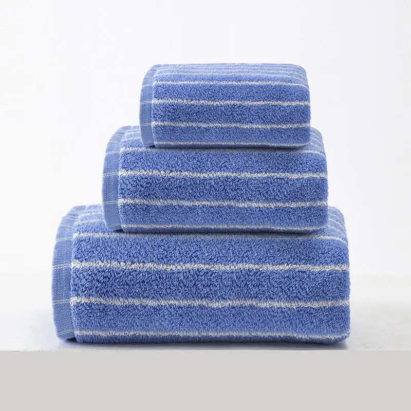 Blue Soft and Absorbent Cotton Towel Set | 3-Piece Luxury Bath Towels - Ideal for Adults Face & Bath Towels - Home &