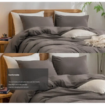 Blue Style 1.8m (Duvet Cover 180*220cm) Luxurious Soft Brushed Microfiber 4-Piece Bedding Set - Pure Color Double Bed