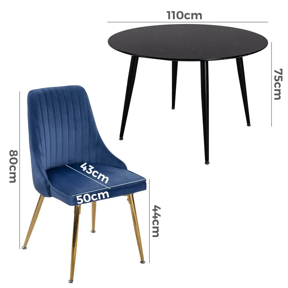 Blue Velvet Bistro Dining Set - Furniture > Dining