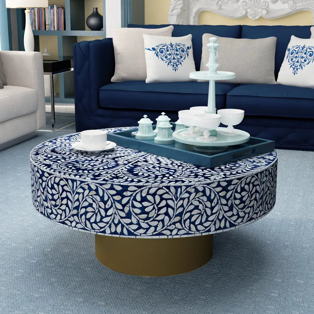 BLUESY MOTHER OF PEARL HAND MADE COFFEE TABLE - Furniture > Living Room > Coffee Tables