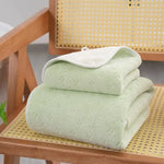 Bluish white Oversized Double-Sided Coral Fleece Bath Towel | Soft and Absorbent Thick & Warm 70x140cm - Home & Garden