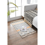 Bohemian Cotton Area Rug with Tassels - Geometric Pattern Decorative Floor Mat 60*90cm - Home & Garden > Rugs > Floor