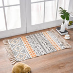 Bohemian Cotton Area Rug with Tassels - Geometric Pattern Decorative Floor Mat 60*90cm - Home & Garden > Rugs > Floor