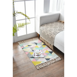 Bohemian Cotton Area Rug with Tassels - Geometric Pattern Decorative Floor Mat 60*90cm - Home & Garden > Rugs > Floor
