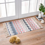 Bohemian Cotton Area Rug with Tassels - Geometric Pattern Decorative Floor Mat 60*90cm - Home & Garden > Rugs > Floor