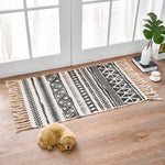Bohemian Cotton Area Rug with Tassels - Geometric Pattern Decorative Floor Mat 60*90cm - Home & Garden > Rugs > Floor