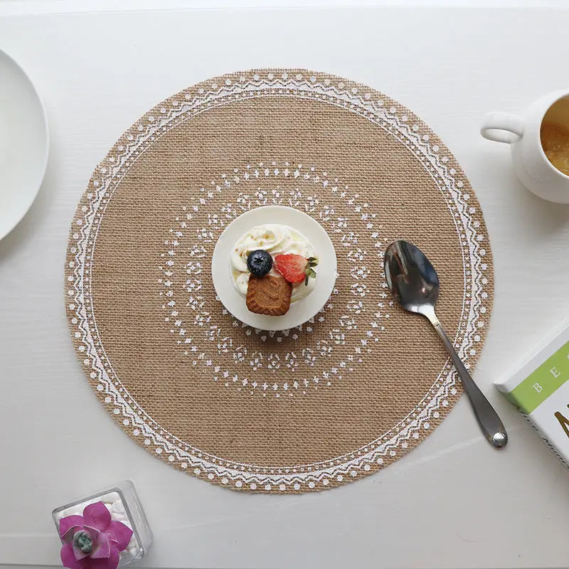 Bohemian Round Woven Placemats | Set of 5 with Fringe Design - Home & Garden > Kitchenware > Kitchen Utensils