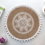 Bohemian Round Woven Placemats | Set of 5 with Fringe Design - Home & Garden > Kitchenware > Kitchen Utensils