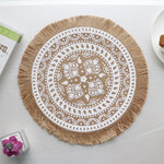 Bohemian Round Woven Placemats | Set of 5 with Fringe Design - Home & Garden > Kitchenware > Kitchen Utensils