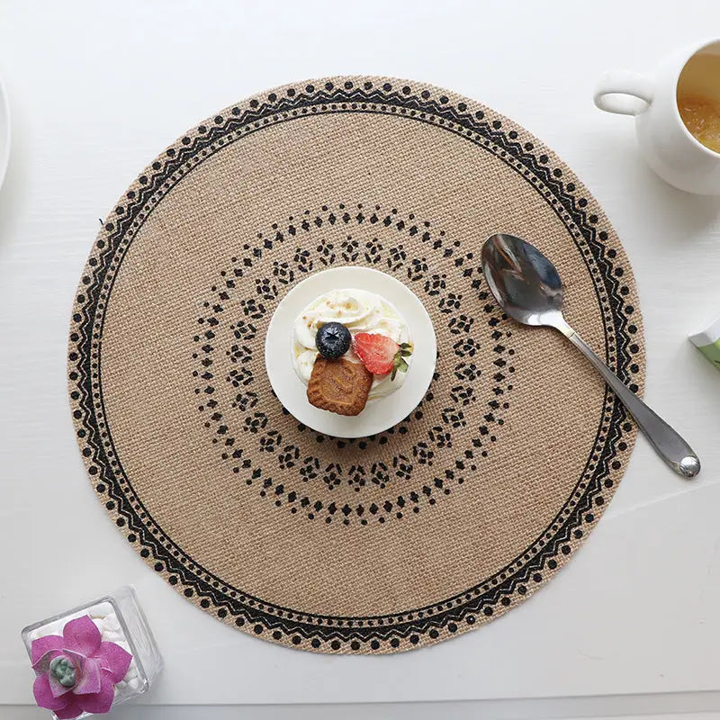 Bohemian Round Woven Placemats | Set of 5 with Fringe Design - Home & Garden > Kitchenware > Kitchen Utensils