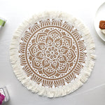 Bohemian Round Woven Placemats | Set of 5 with Fringe Design - Home & Garden > Kitchenware > Kitchen Utensils