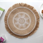 Bohemian Round Woven Placemats | Set of 5 with Fringe Design - Home & Garden > Kitchenware > Kitchen Utensils