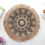 Bohemian Round Woven Placemats | Set of 5 with Fringe Design - Home & Garden > Kitchenware > Kitchen Utensils