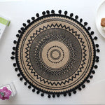 Bohemian Round Woven Placemats | Set of 5 with Fringe Design - Home & Garden > Kitchenware > Kitchen Utensils