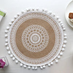 Bohemian Round Woven Placemats | Set of 5 with Fringe Design - Home & Garden > Kitchenware > Kitchen Utensils