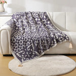 Bohemian Style Sofa Throw Blanket - Grey Soft Faux Cashmere 130x170cm (850g) for Office Naps & AC Cover - Home & Garden