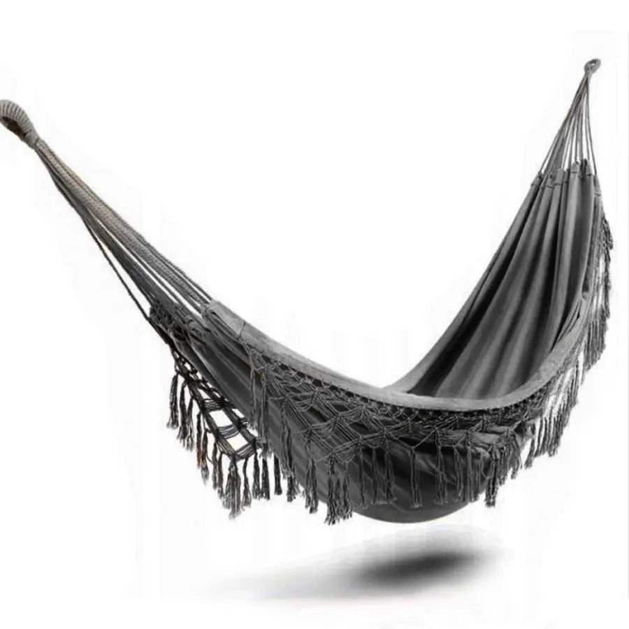 Boho Cotton Macrame Hammock-Dark Grey - Home & Garden > Hammocks