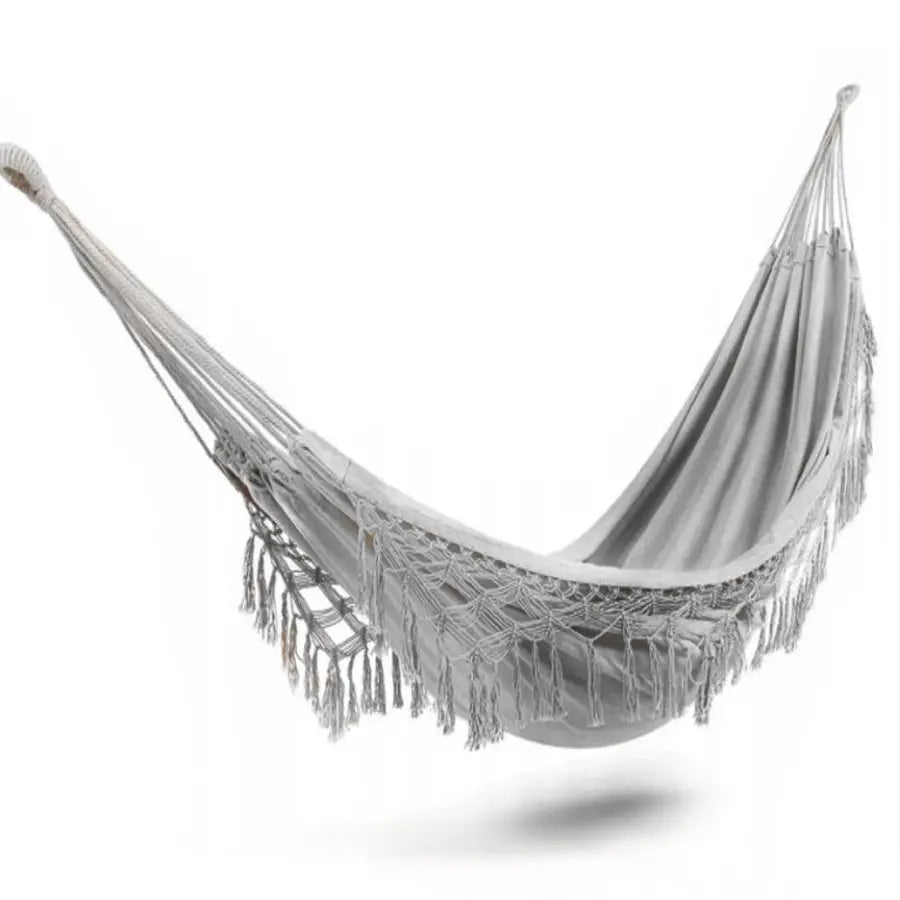 Boho Cotton Macrame Hammock-Grey - Home & Garden > Hammocks