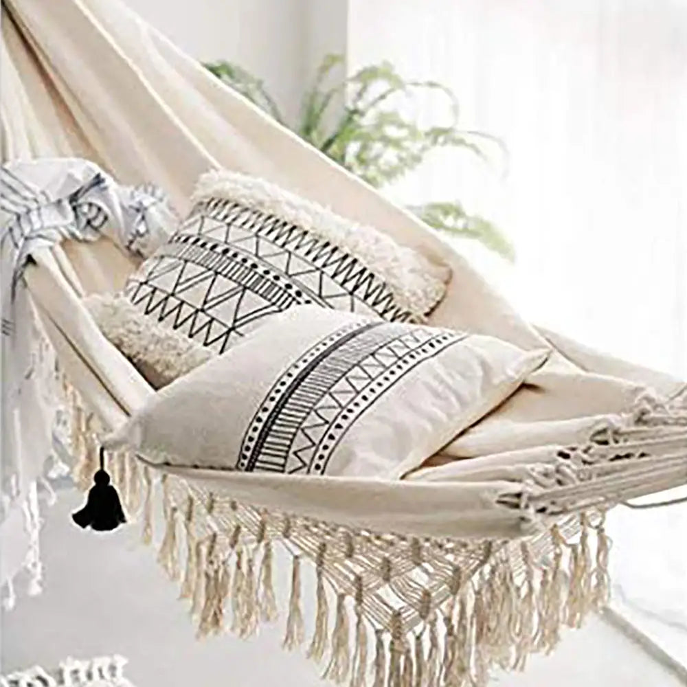 Boho Cotton Macrame Hammock-Natural - Home & Garden > Hammocks