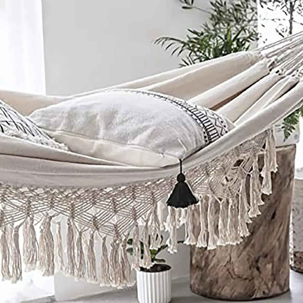 Boho Cotton Macrame Hammock-Natural - Home & Garden > Hammocks