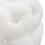 Bouclé White Ottoman-Round - Furniture > Bedroom