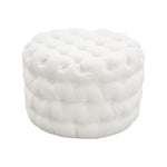 Bouclé White Ottoman-Round - Furniture > Bedroom