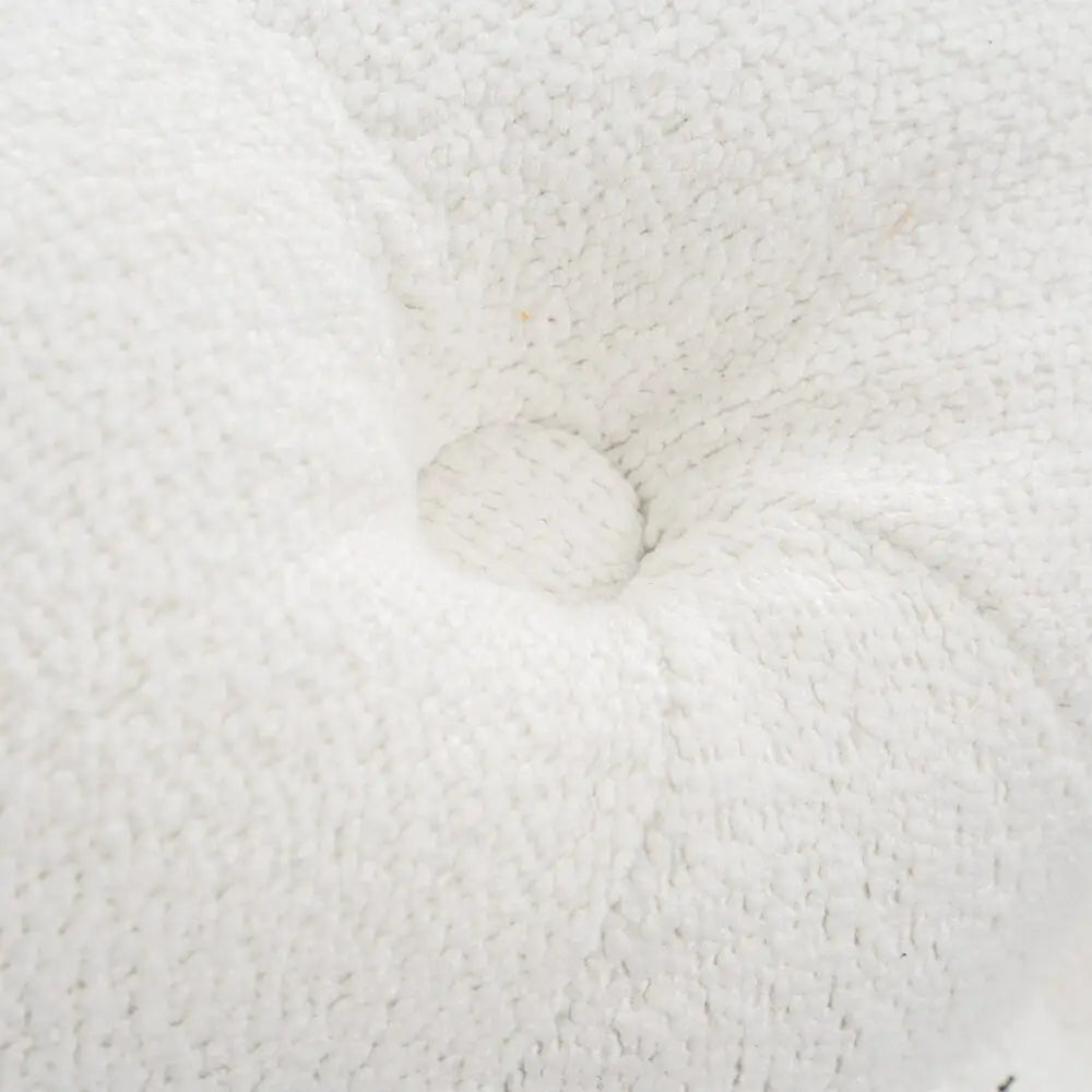 Bouclé White Ottoman-Round - Furniture > Bedroom