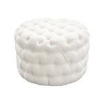 Bouclé White Ottoman-Round - Furniture > Bedroom