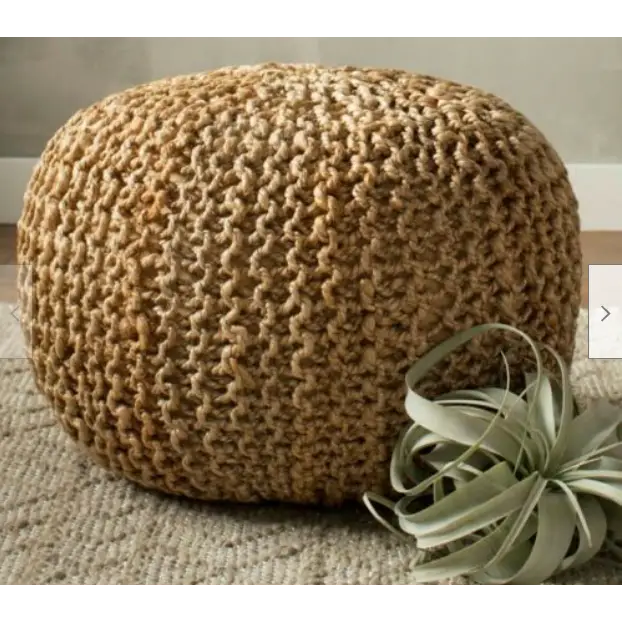 Braided Ottoman Jute Pouffe Footstool Hand Knitted - Furniture > Bar Stools & Chairs