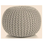 Braided Ottoman Pouffe Footstool Hand Knitted (Beige) - Furniture > Living Room > Ottomans & Footstools