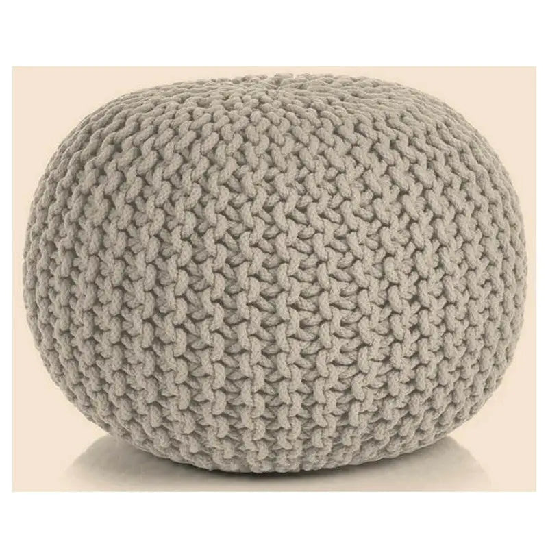 Braided Ottoman Pouffe Footstool Hand Knitted (Beige) - Furniture > Living Room > Ottomans & Footstools
