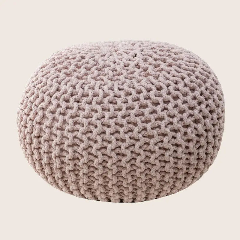 Braided Ottoman Pouffe Footstool Hand Knitted (Blush Pink) - Furniture > Living Room > Ottomans & Footstools