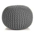 Braided Ottoman Pouffe Footstool Hand Knitted (Grey) - Furniture > Bar Stools & Chairs