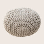 Braided Ottoman Pouffe Footstool Hand Knitted (Natural) - Furniture > Bar Stools & Chairs