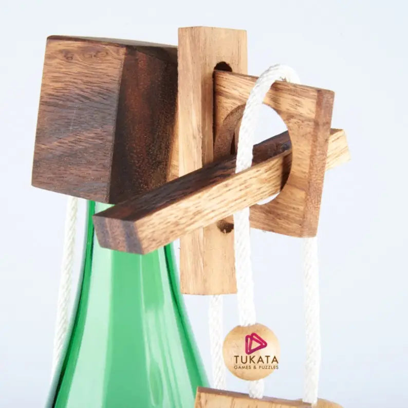 Brainteaser wine bottle mystery lock puzzle- open the lock before you can have a drink! Great party gift - Occasions >