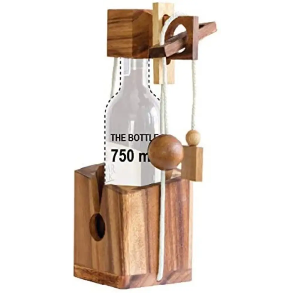 Brainteaser wine bottle mystery lock puzzle- open the lock before you can have a drink! Great party gift - Occasions >
