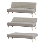 Brando 3 Seater Sofa Futon Bed Fabric Lounge Couch - Beige - Furniture > Sofas