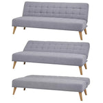 Brando 3 Seater Sofa Futon Bed Fabric Lounge Couch - Grey - Furniture > Sofas