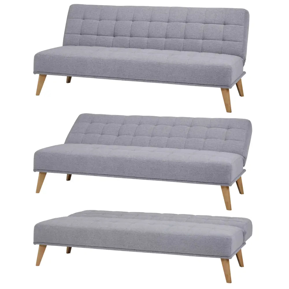 Brando 3 Seater Sofa Futon Bed Fabric Lounge Couch - Grey - Furniture > Sofas
