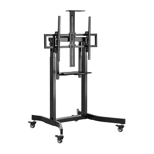 BRATECK Deluxe Motorized Large TV Cart with Tilt Equipment Shelf and Camera Mount Fit 55’-100’ Up to 120Kg - Black