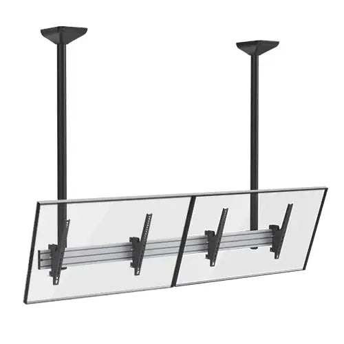BRATECK Dual Screen Menu Board Ceiling Mount with Long Pole Fit Screen Size 45’-55’ Up to 50kg VESA