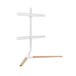 BRATECK Modern Linear Tabletop TV Stand For 49’-70’ TVs -- Matte White & Beech - Audio & Video > TV Accessories