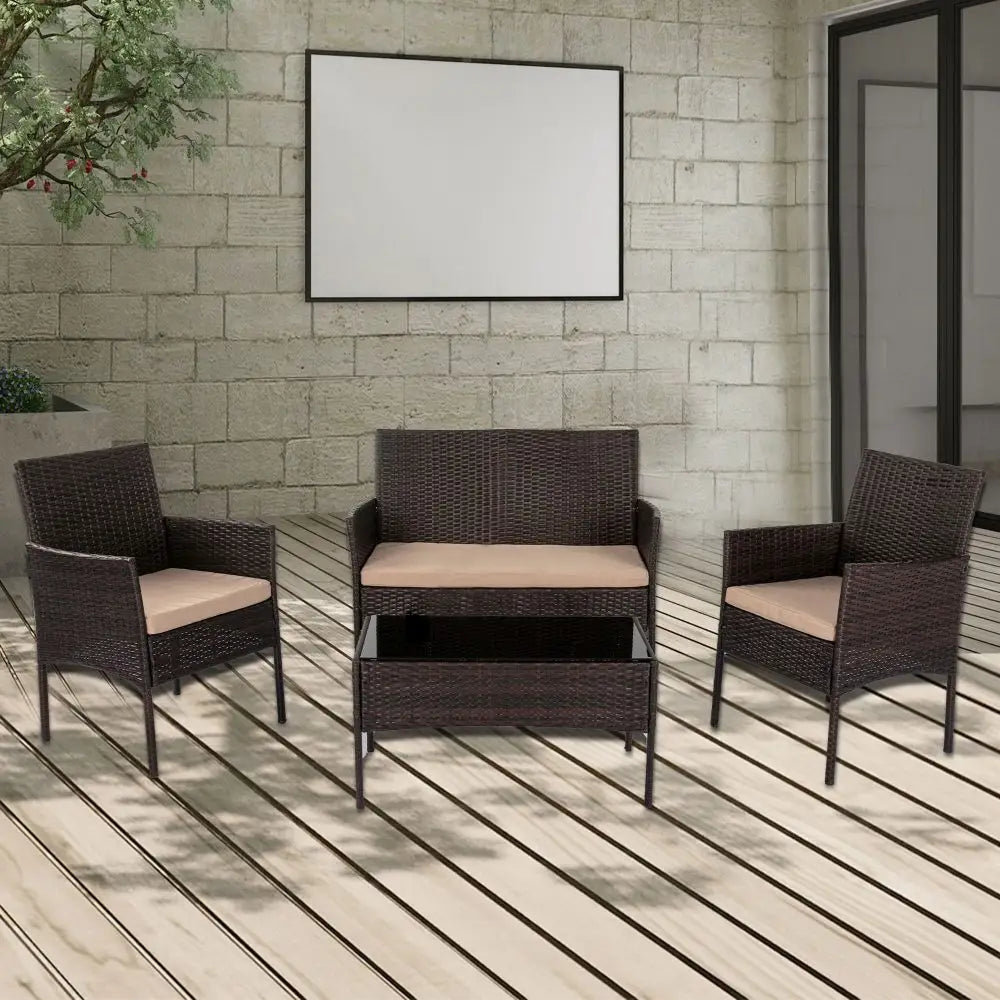 Breeze 4-Seat Wicker Outdoor Lounge Set - Furniture > Outdoor