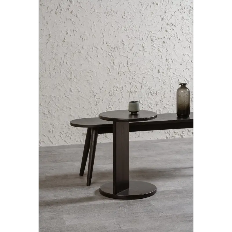 Brentwood Round Solid Timber Lamp Table (Black) - Furniture > Living Room > Side Tables