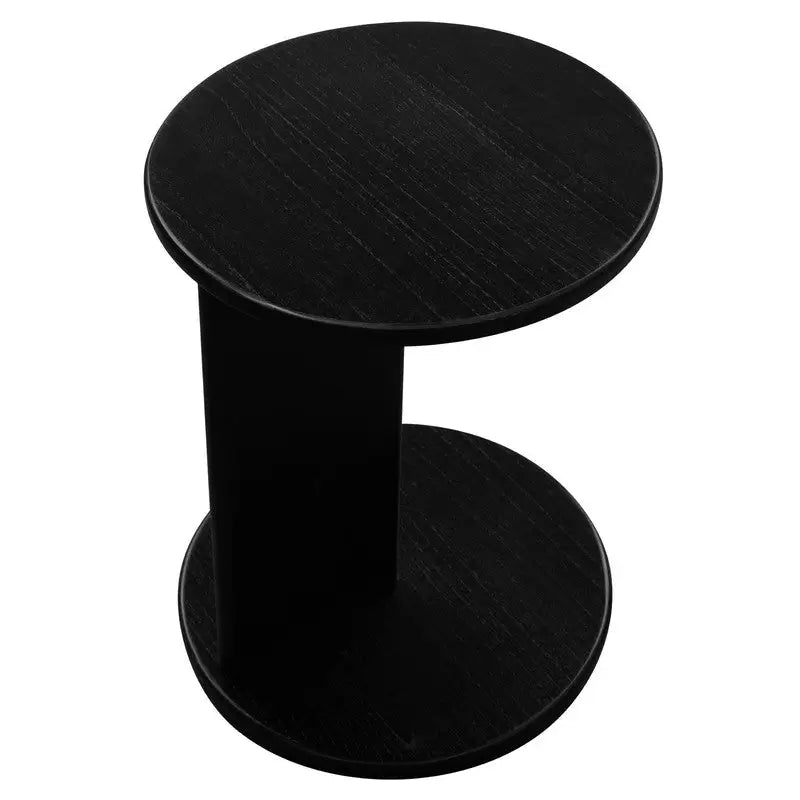 Brentwood Round Solid Timber Lamp Table (Black) - Furniture > Living Room > Side Tables