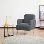 Brianna 1 Seater Sofa Arm Chair Fabric Uplholstered Lounge Couch - Dark Grey - Furniture > Sofas
