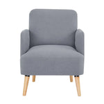 Brianna 1 Seater Sofa Arm Chair Fabric Uplholstered Lounge Couch - Light Grey - Furniture > Sofas