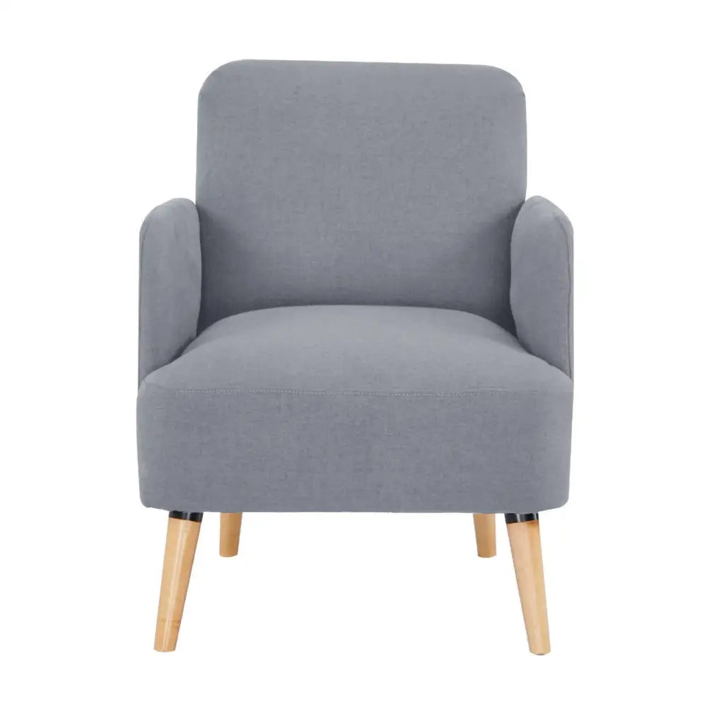 Brianna 1 Seater Sofa Arm Chair Fabric Uplholstered Lounge Couch - Light Grey - Furniture > Sofas